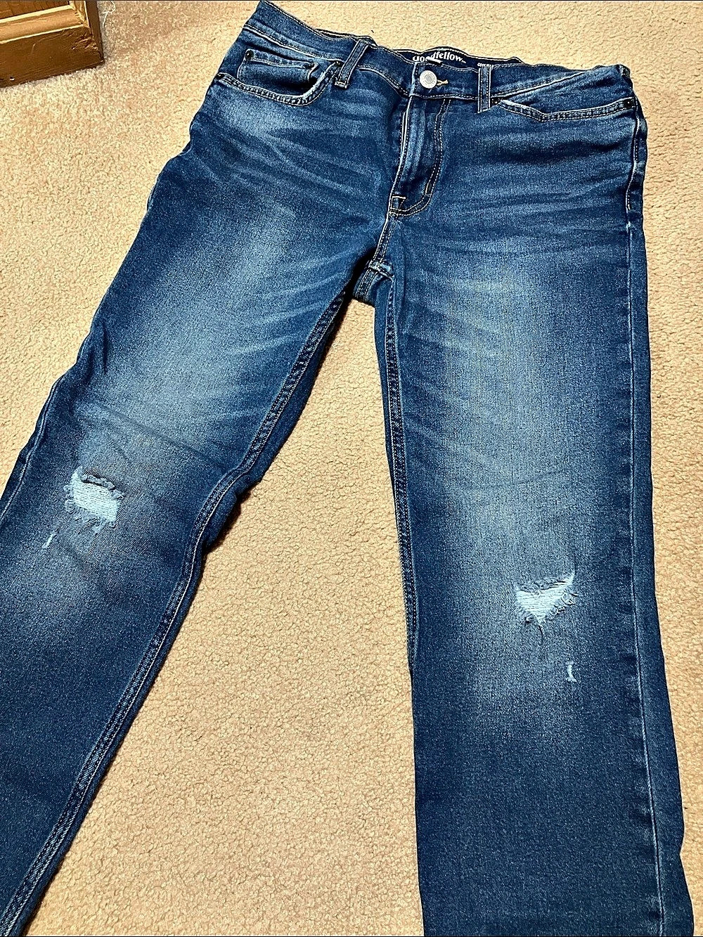 Goodfellow & Co Men's Slim Fit Stretch Jeans Distressed Blue Jeans